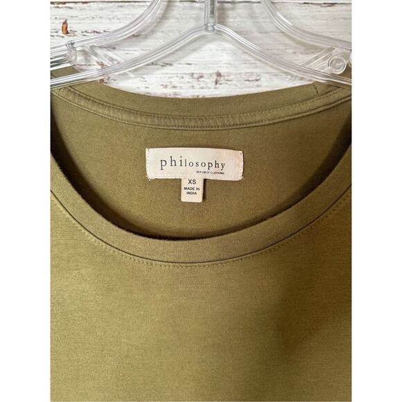 Philosophy Womens Round Neck Short Sleeve High Low Tunic Top Olive Green Size XS - Picture 6 of 11